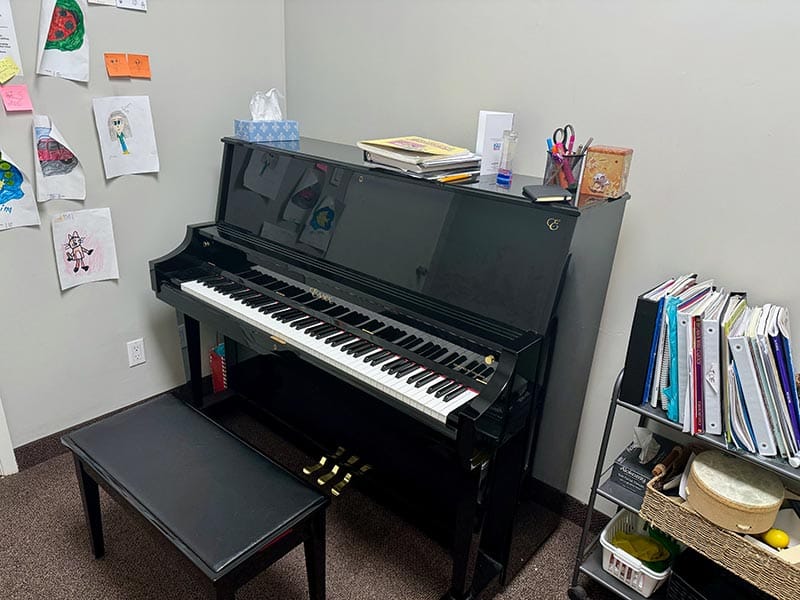 Professional piano lessons at Muzart Music and Art Music School's Etobicoke studio, featuring Essex pianos by Steinway & Sons